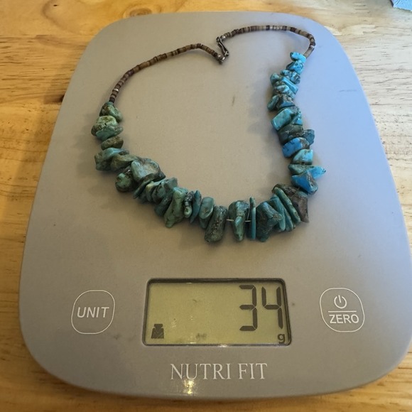 Vintage Turquoise Nugget & Heishi Bead Necklace Southwestern Style Choker 16" - Picture 8 of 10